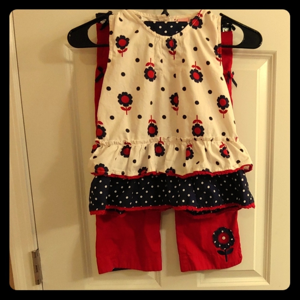 2 piece Cotton Ruffle shirt and Capris
